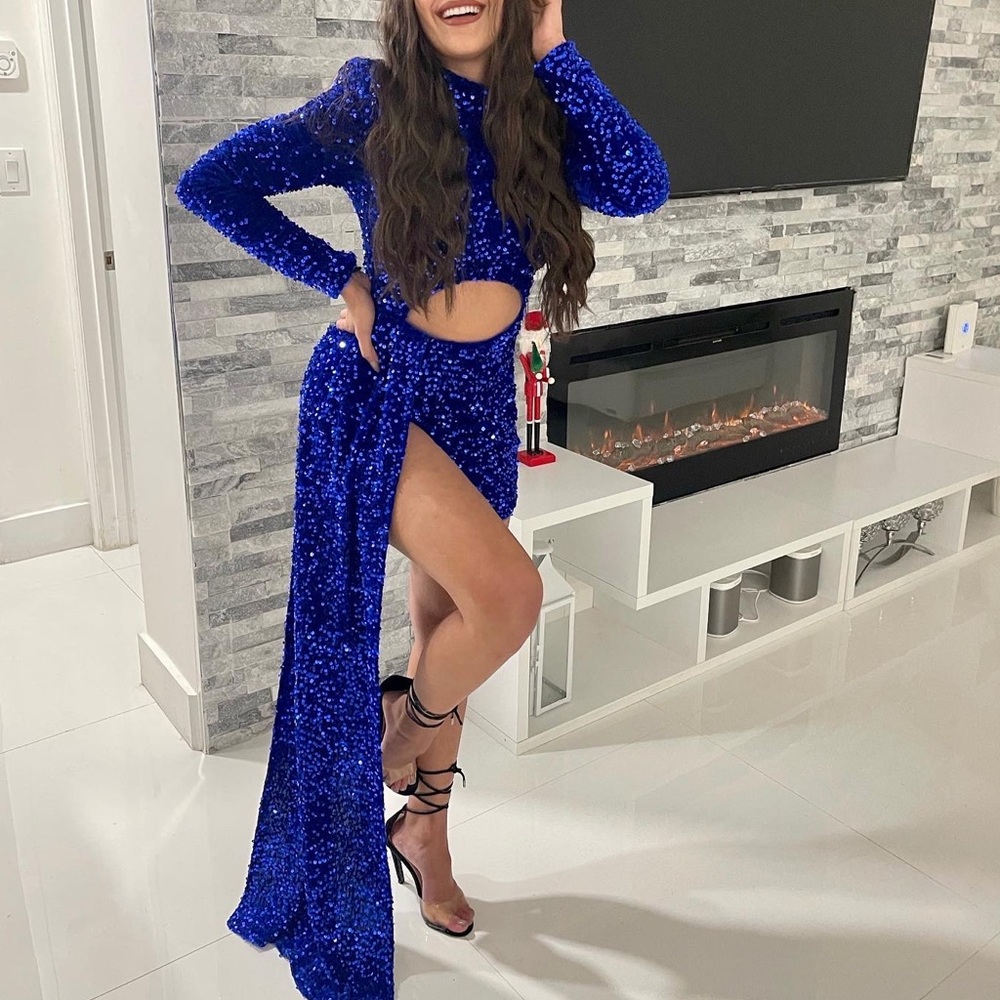 Sparkle and Snatched Dress- Blue -Size Small